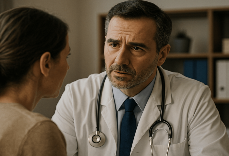 Médico e paciente conversando com confiança, representando o respeito à autonomia do médico no contexto da judicialização da saúde.
