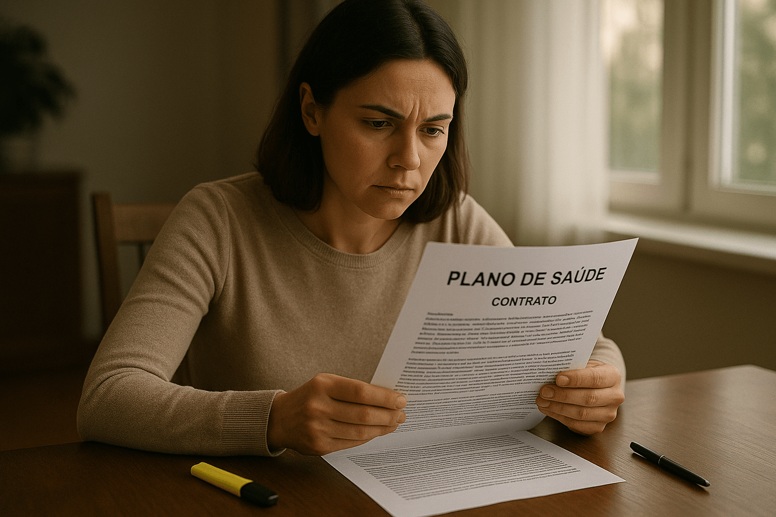 Consumidor assinando contrato de plano de saúde após realizar troca de plano sem carência garantida pela legislação e ANS.