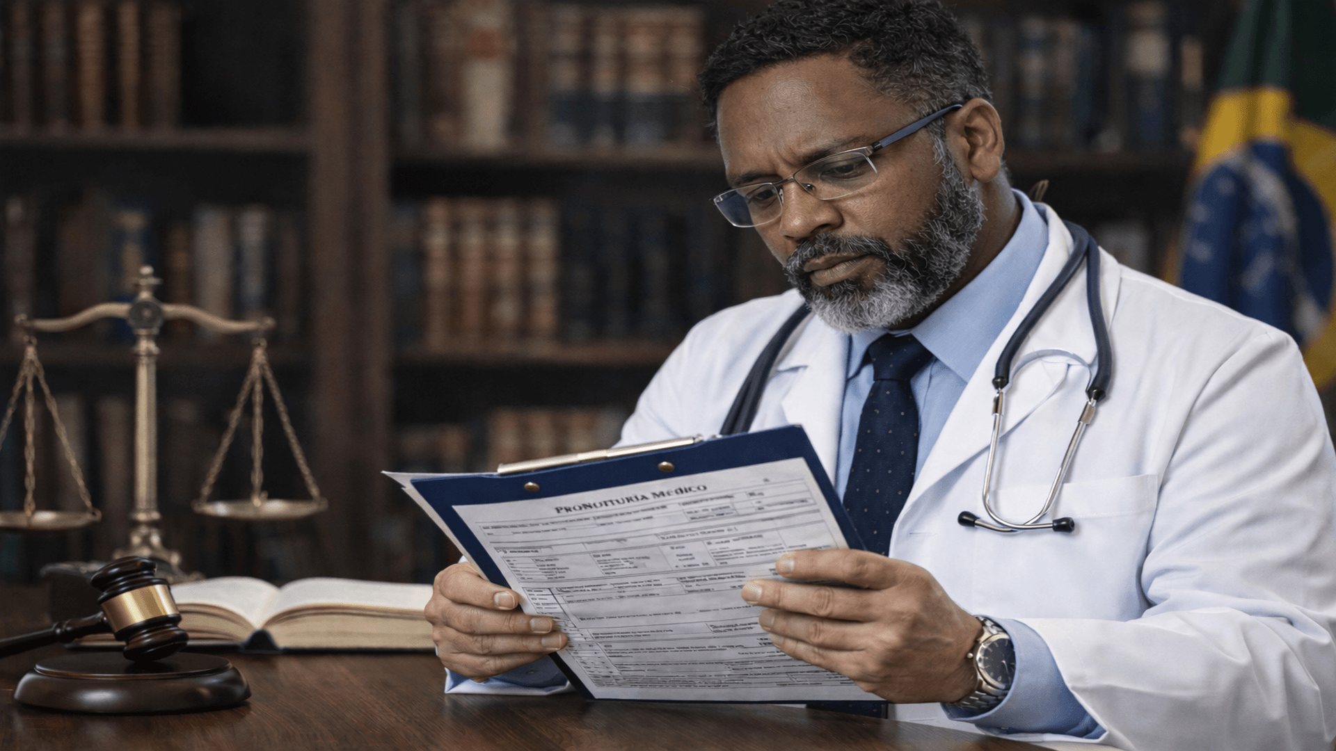 Médico analisando direito do paciente ao prontuário médico em contexto ético.