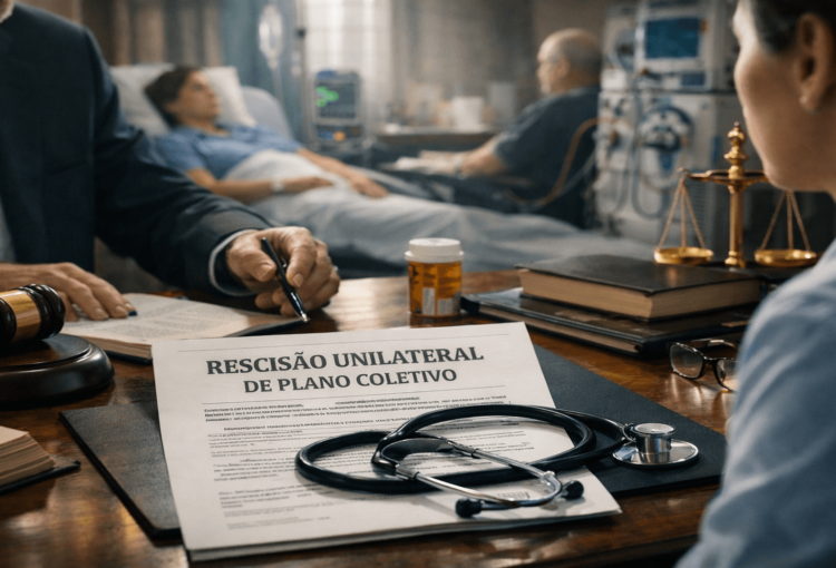 Artigo explicativo sobre rescisão unilateral de plano coletivo, manutenção de tratamento médico e portabilidade especial segundo a Lei 9.656/98 e princípios constitucionais.