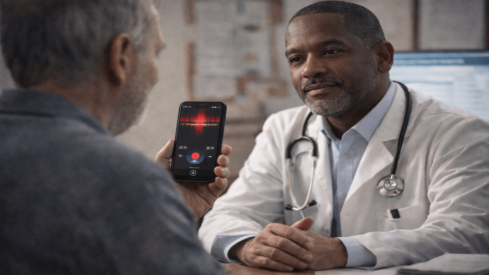 Médico em consulta percebe que o paciente está a gravar a consulta e avalia, com serenidade, os limites éticos, o sigilo profissional e a documentação do ato médico.