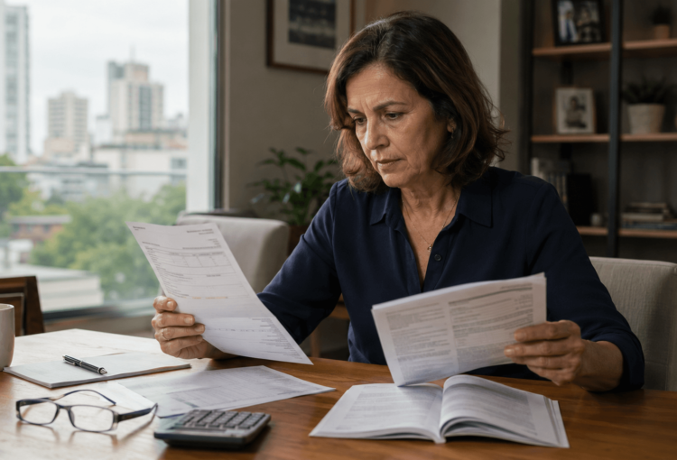 Beneficiária analisa o reajuste por faixa etária no boleto do plano de saúde e confere o contrato e as regras da ANS.